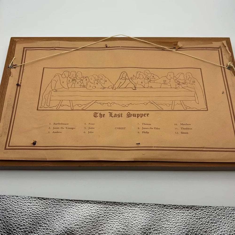 Vintage Copper Relief The Last Supper 3D Metal‎ Wall Art Plaque Framed Religious